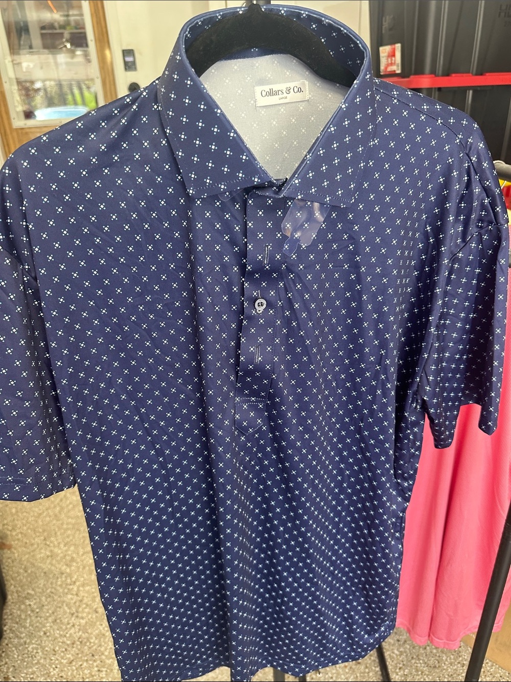 Collars & Co. Men's Navy Micro-Print Polo